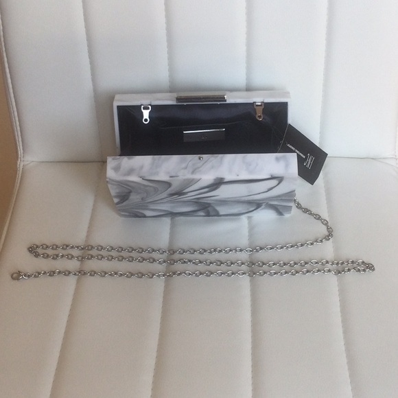NWT Beautiful Acrylic Marble Pattern Clutch Evening Bag Casual Purse With Chain - Picture 11 of 16